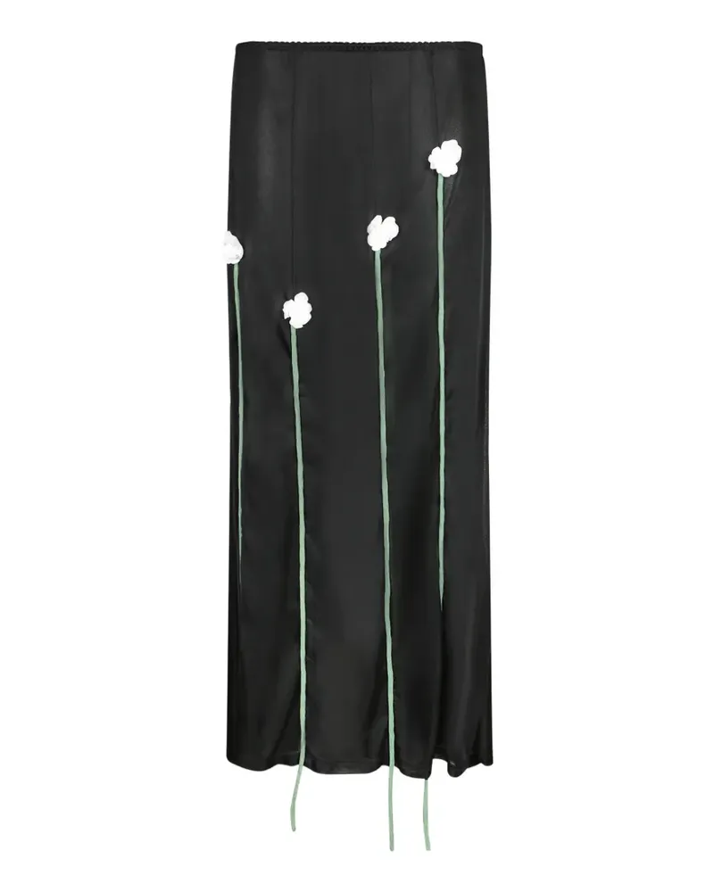 Moschino floral-appliqué longline maxi skirt - Schwarz Schwarz