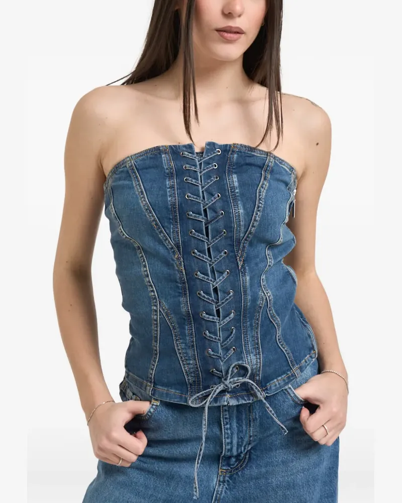 Liu Jo lace-up strapless bustier top - Blau Blau