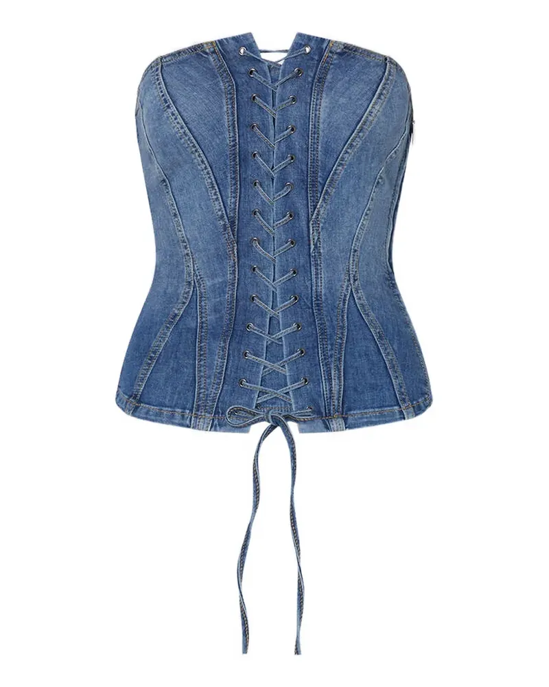 Liu Jo Schulterfreies Bustier-Top mit Schnürung - Blau Blau