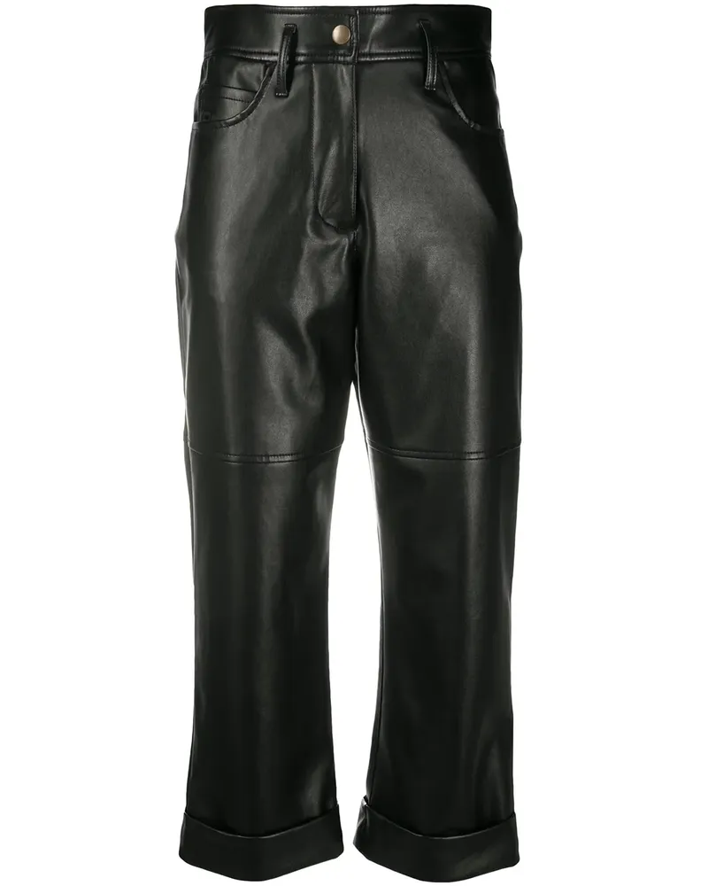 Philosophy Di Lorenzo Serafini Cropped-Hose aus Kunstleder - Schwarz Schwarz