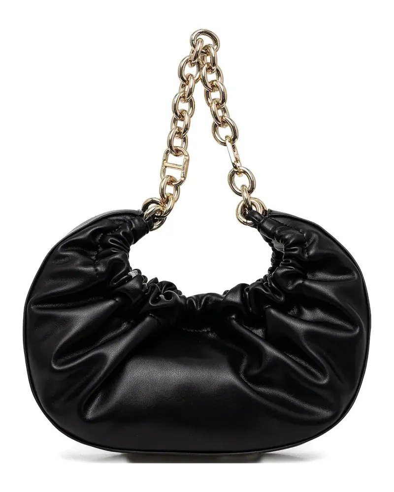 Twin-Set Geraffter Tote Bag mit Kettenriemen - Schwarz Schwarz