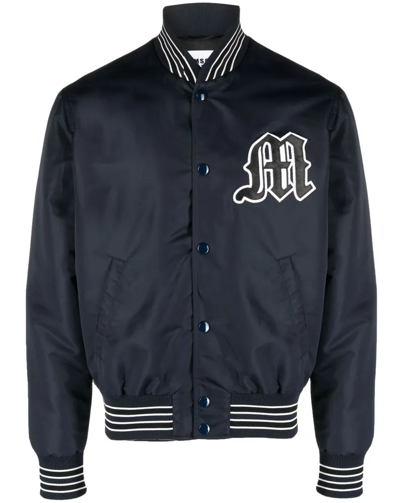 MSGM Bomberjacke mit Logo-Patch - Blau Blau