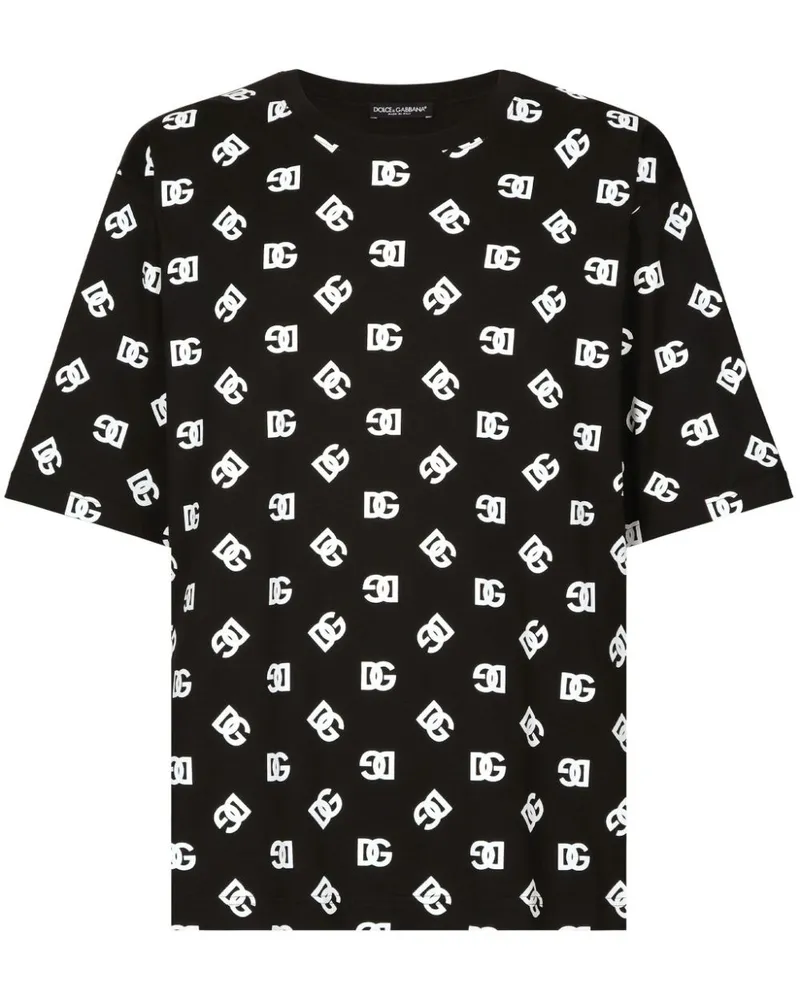 Dolce & Gabbana T-Shirt mit Monogramm-Print - Schwarz Schwarz