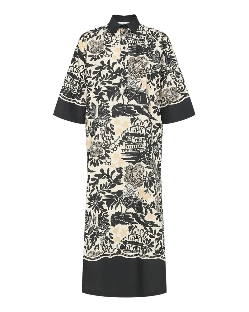 Ermanno Scervino graphic-print button-up midi dress - Nude Nude