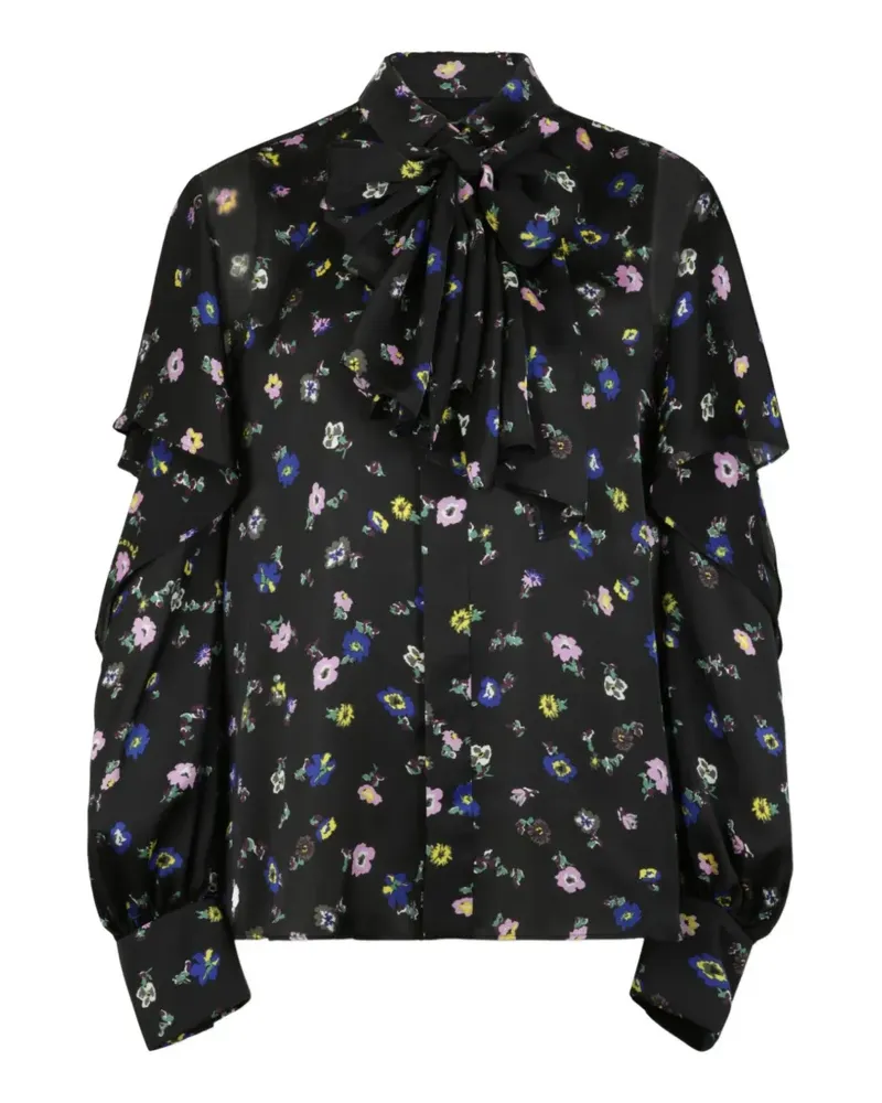 Sacai Bluse mit Blumenprint - Schwarz Schwarz