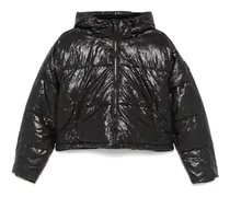 Cropped-Jacke mit überkreuztem Print - Schwarz