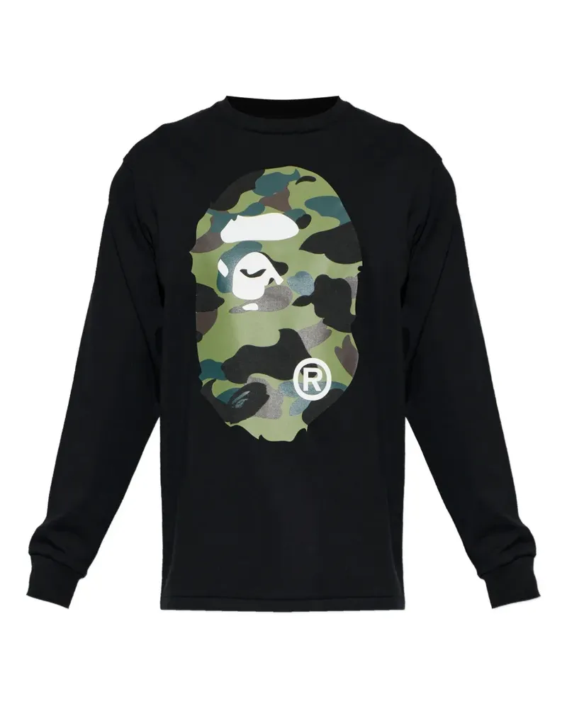 BAPE camouflage-print long-sleeve T-shirt - Schwarz Schwarz