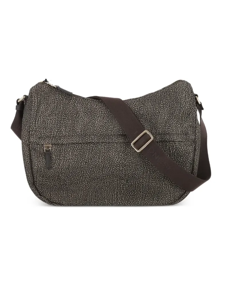 Borbonese B-Club Luna Schultertasche mit OP-Print - Braun Braun