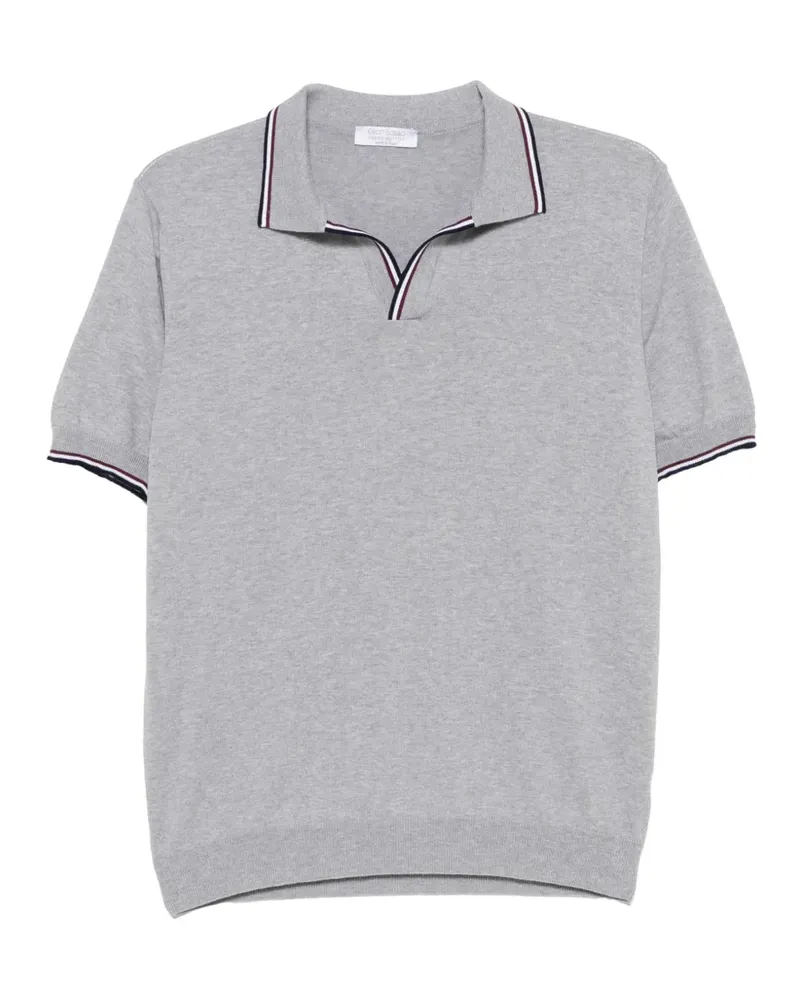 Gran Sasso stripe-trim V-neck polo shirt - Grau Grau