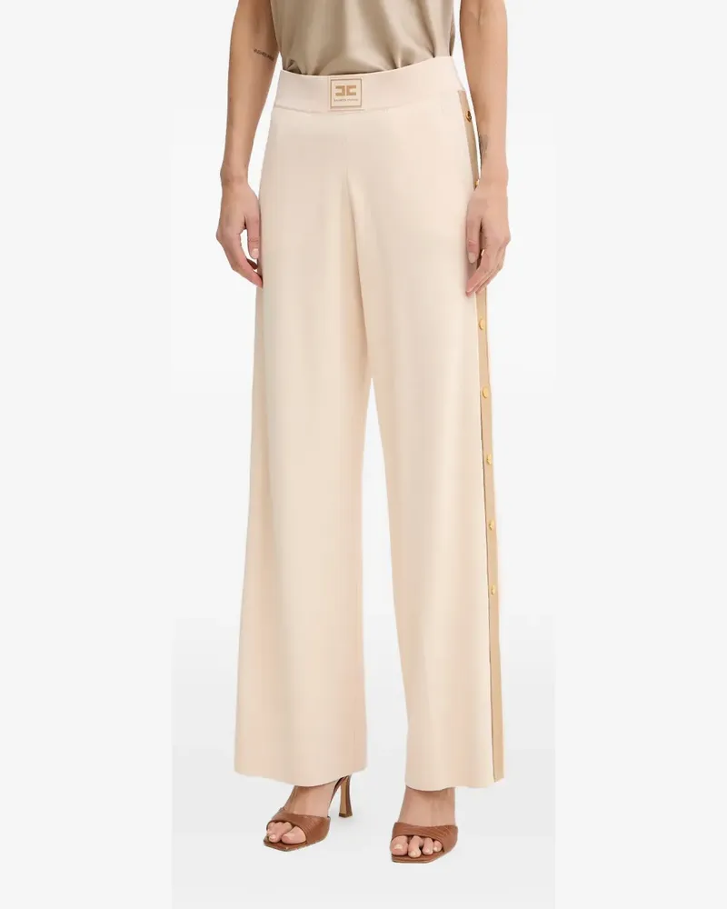 Elisabetta Franchi side-stripe logo-patch trousers - Nude Nude