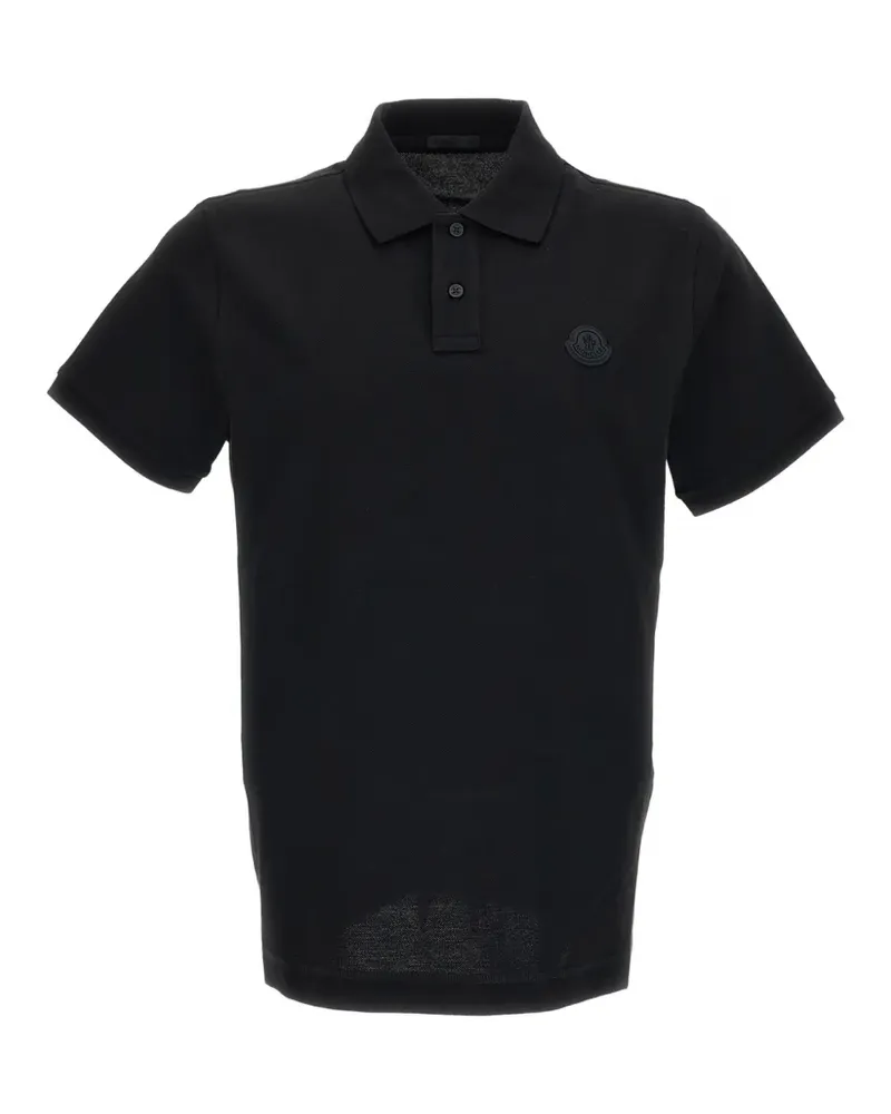 Moncler logo-patch piqué polo shirt - Schwarz Schwarz