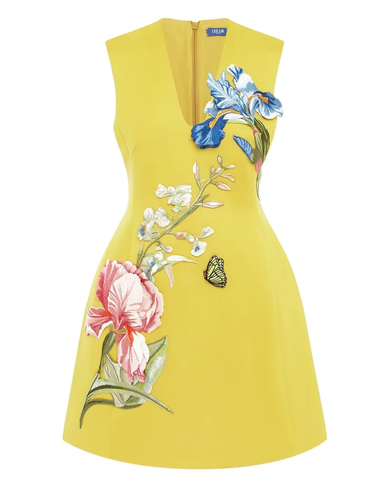 LEO LIN Minikleid mit Blumen-Schmetterling - Gelb Gelb
