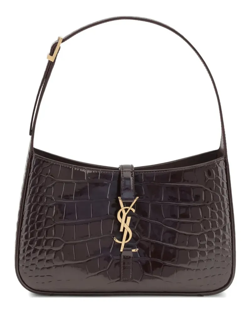Saint Laurent Le 5 à 7 crocodile-effect shoulder bag - Braun Braun
