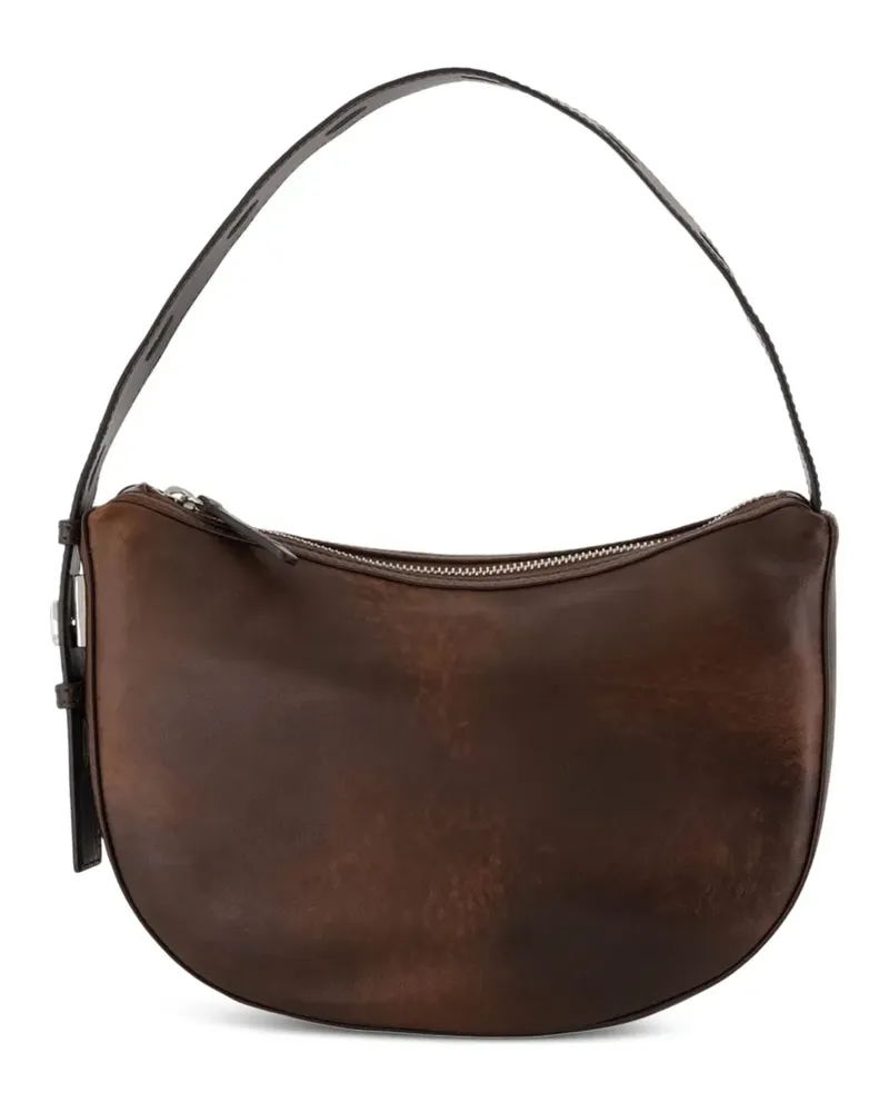 STAUD Levi Schultertasche aus Leder im Distressed-Look - Braun Braun