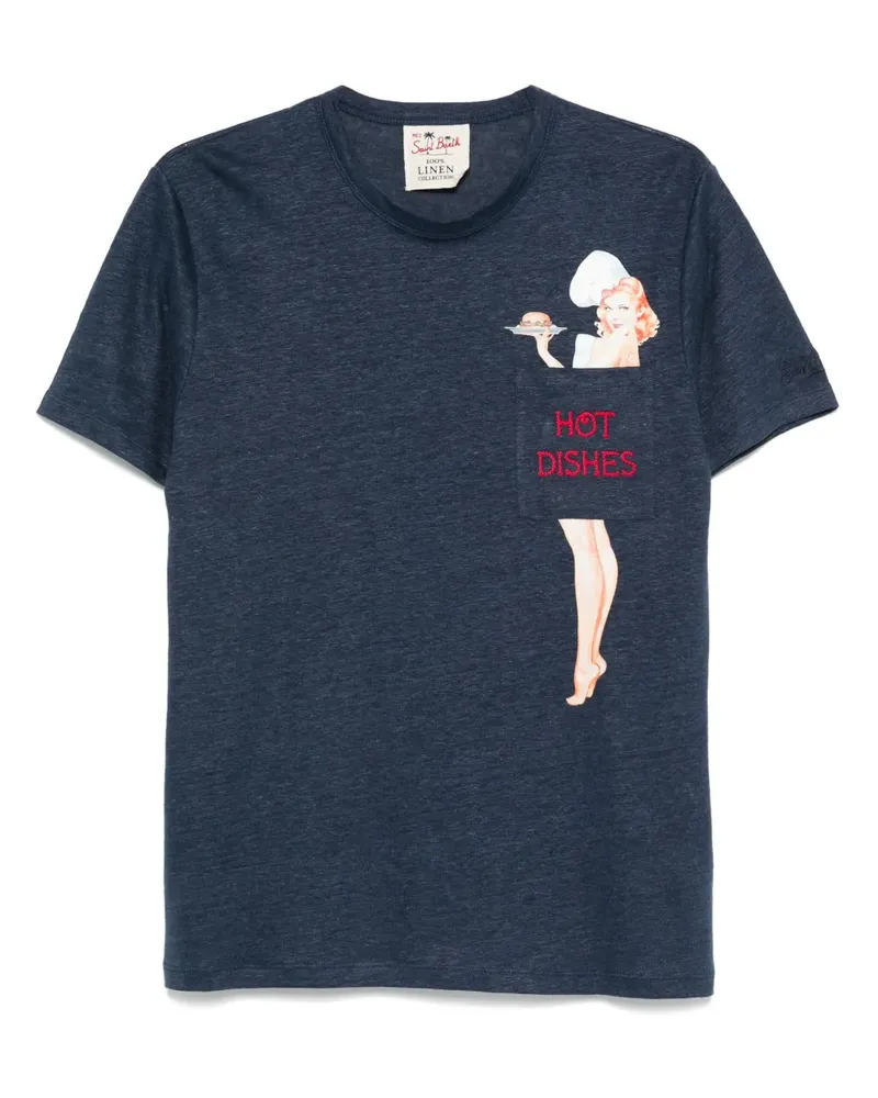 MC2 Saint Barth Hot Dishes T-Shirt aus Leinen - Blau Blau
