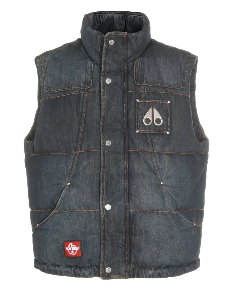 Moose Knuckles x Evisu padded logo appliqué denim vest - Blau Blau