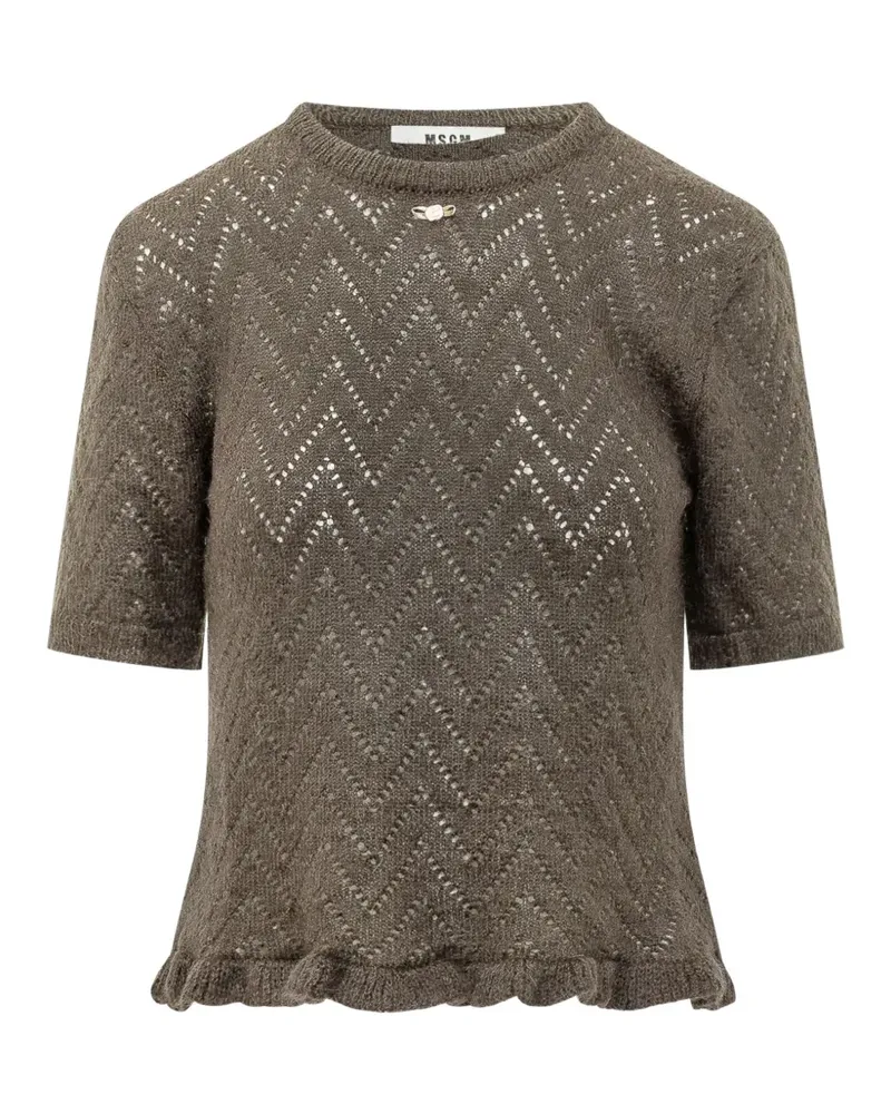 MSGM Gerüschter Pullover aus Pointelle-Strick - Braun Braun