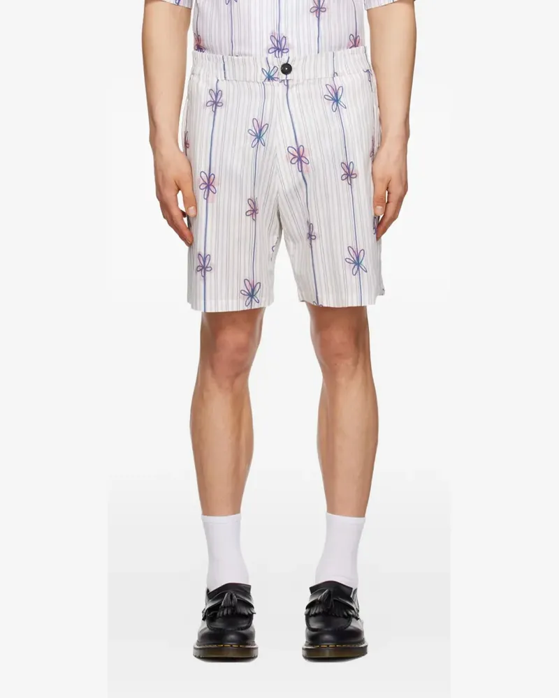Egonlab floral-print striped shorts - Weiß Weiß