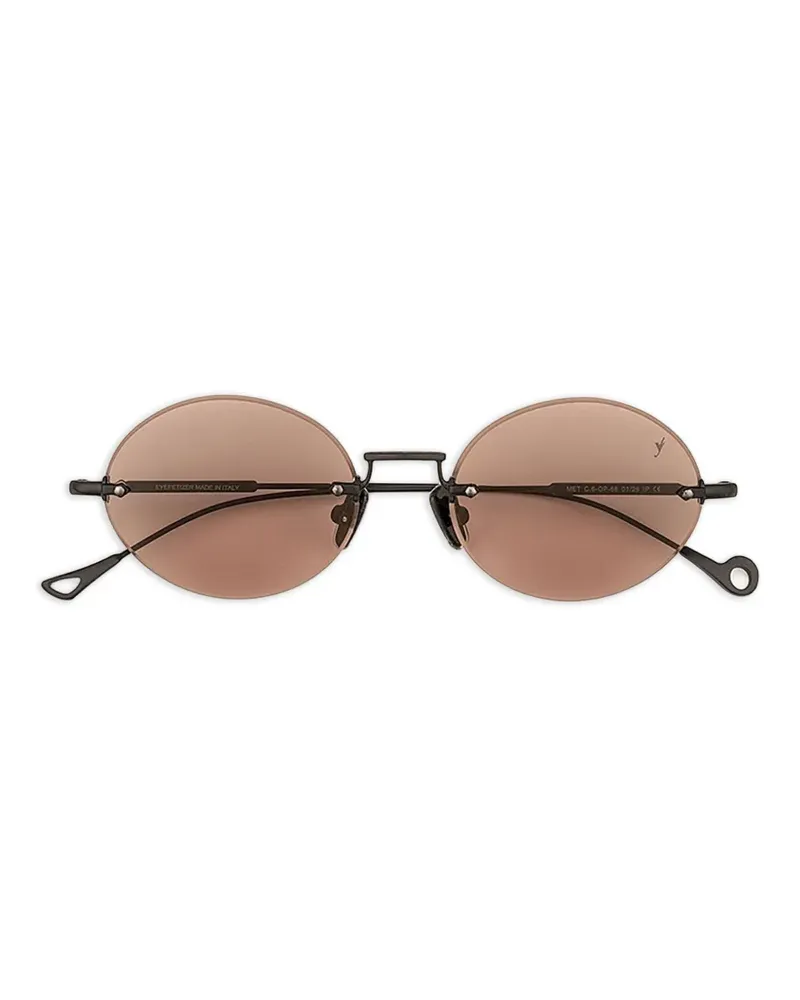 Eyepetizer Rahmenlose Met Sonnenbrille mit runder Form - Schwarz Schwarz