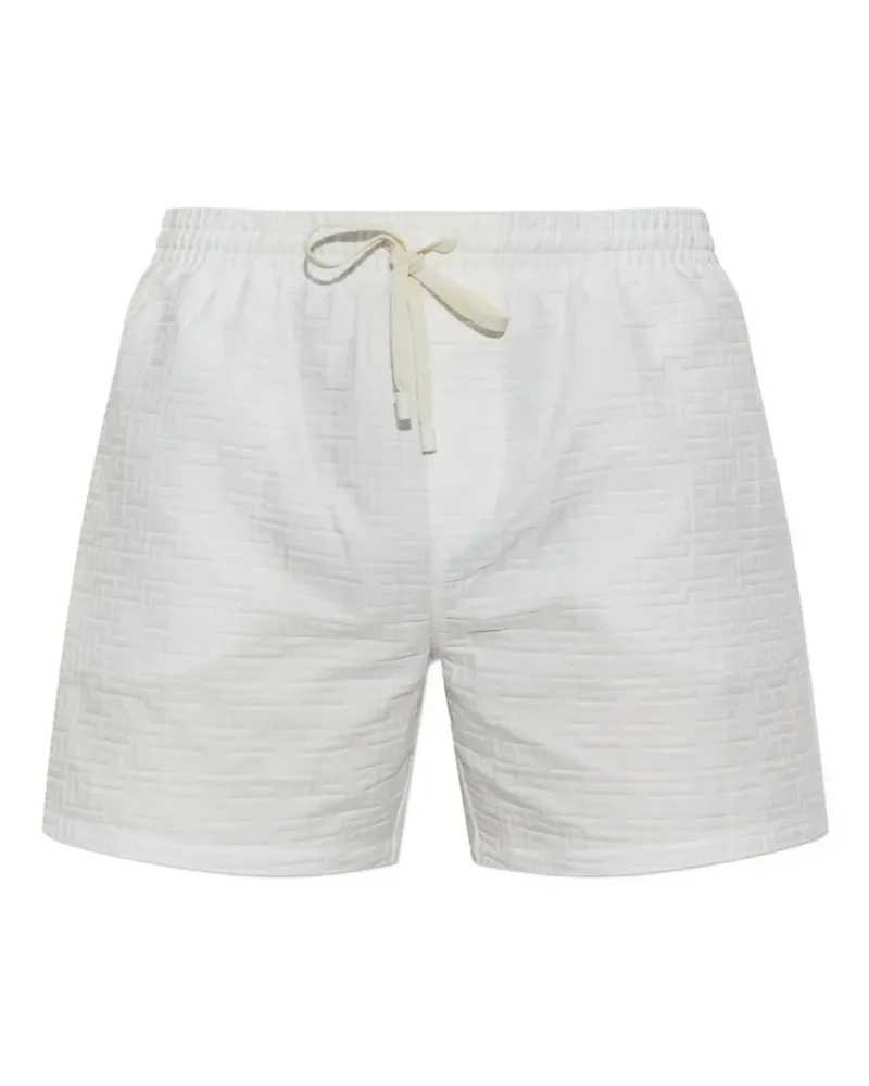 Balmain monogram-pattern drawstring swim shorts - Weiß Weiß