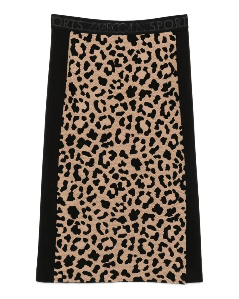 Marc Cain Rock mit Logo-Bund und Leoparden-Print - Nude Nude