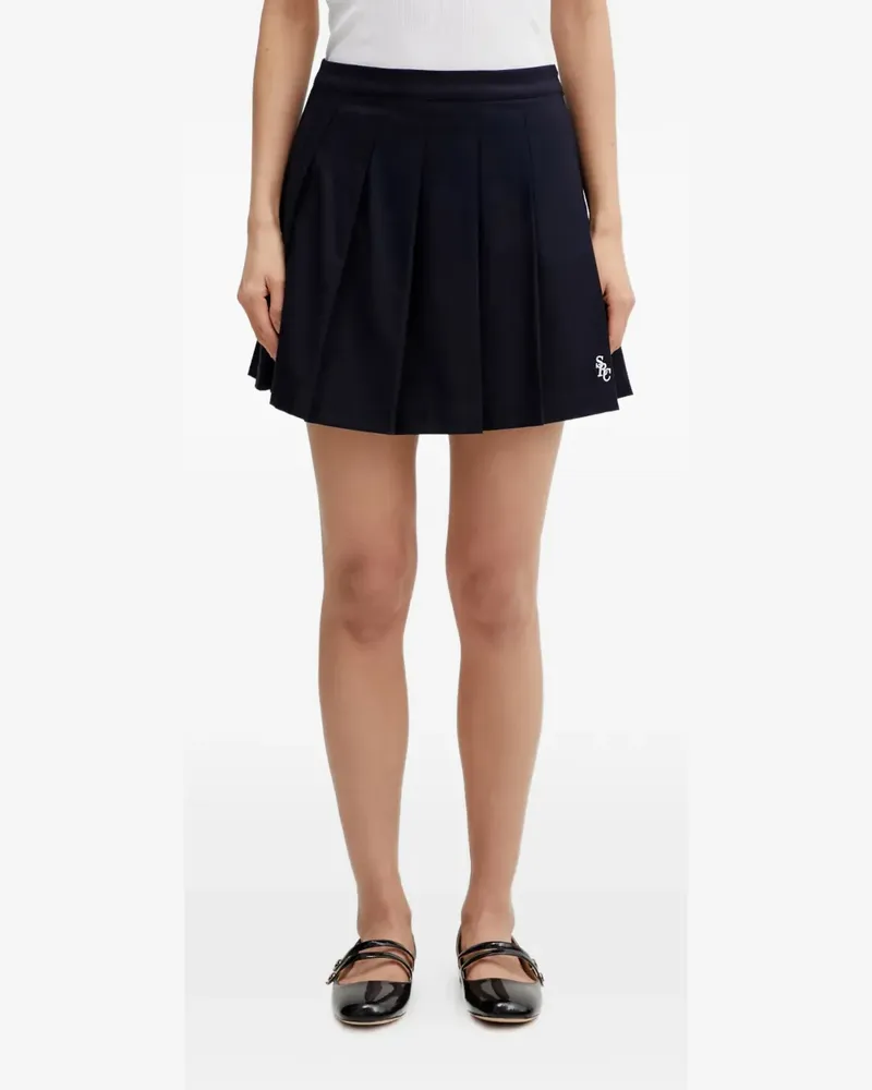 SPORTY & RICH pleated embroidery mini skirt - Blau Blau