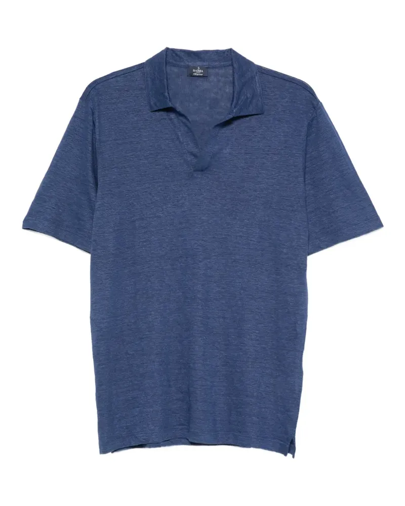 BARBA T-Shirt mit Poloshirtkragen - Blau Blau