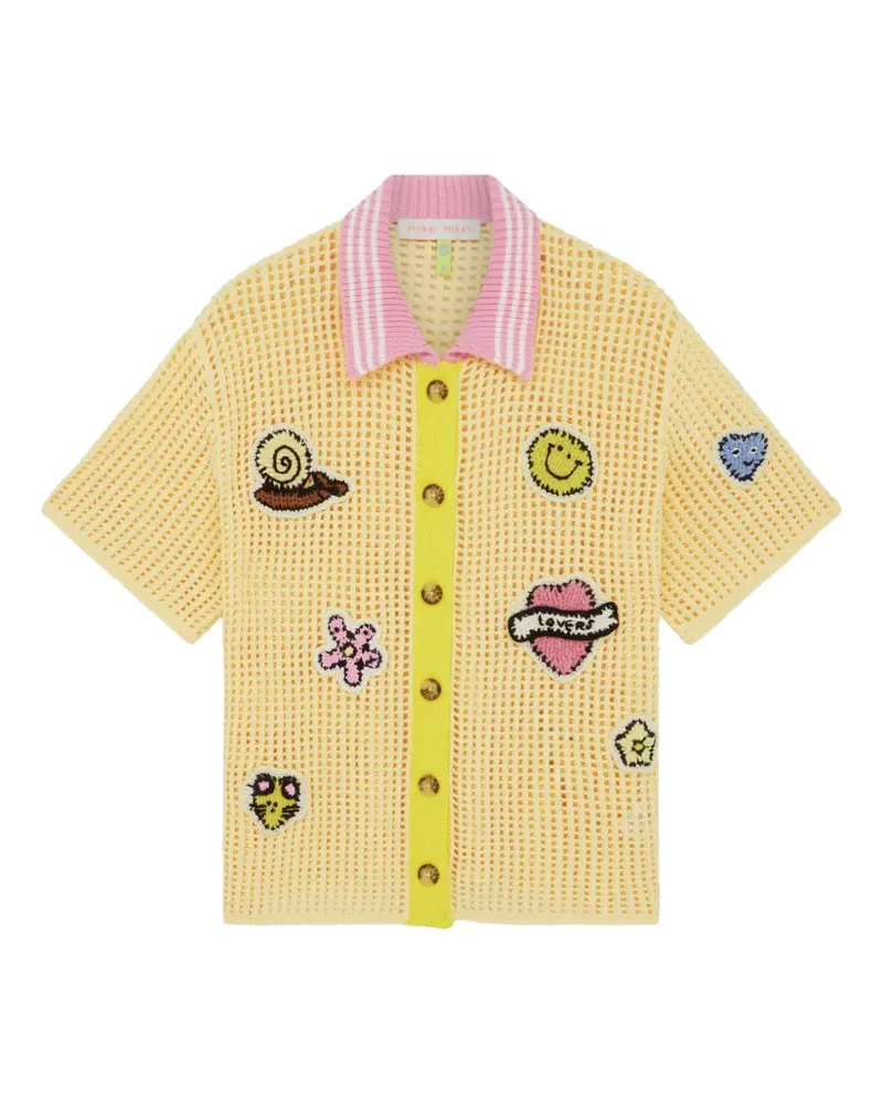 Mira Mikati Lochstrick-Cardigan mit Patch-Detail - Gelb Gelb