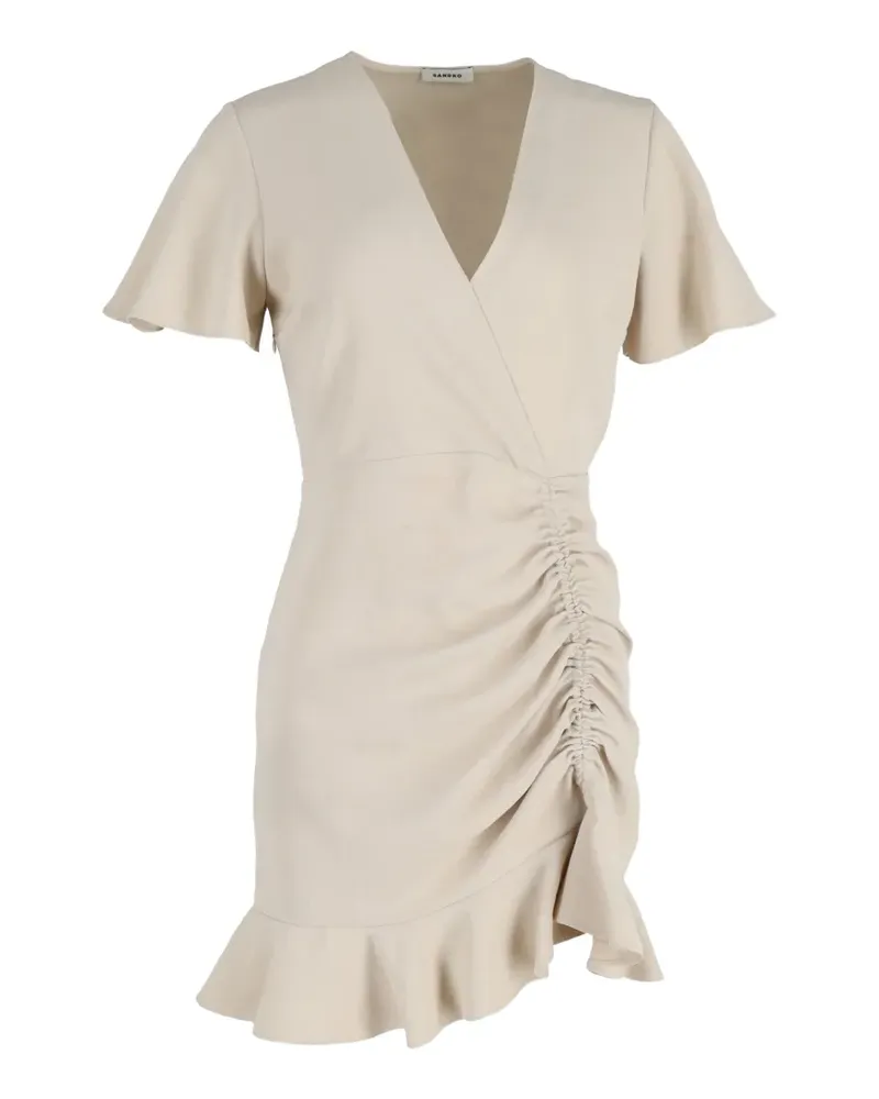 Sandro gathered ruffle mini dress - Nude Nude