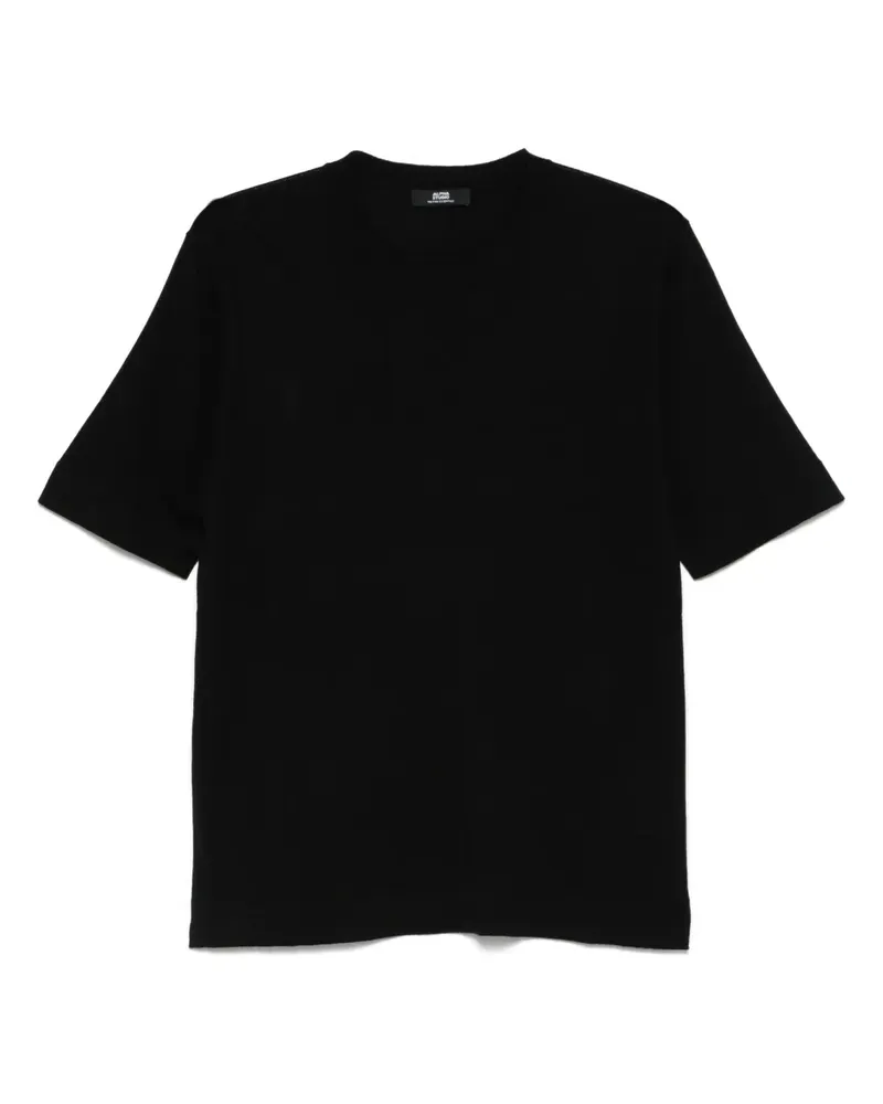 Alpha Studio Fein gestricktes T-Shirt - Schwarz Schwarz