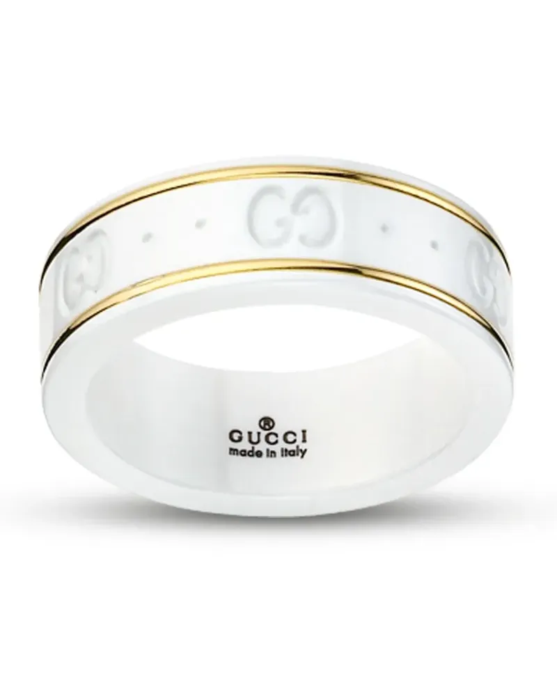 Gucci 18kt Icon Blossom Gelbgoldring mit Zirkonia - Weiß Weiß
