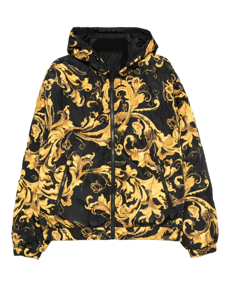 Versace Jeans Kapuzenjacke mit Barock-Print - Schwarz Schwarz
