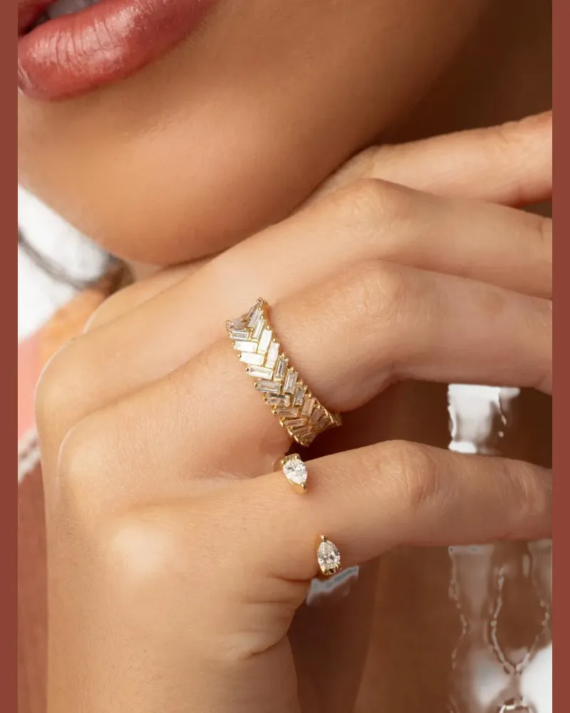 ANITA KO Zipper diamond ring - Gold Gold