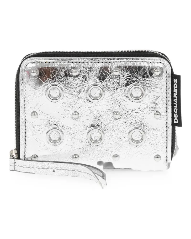Dsquared2 craquelé-effect eyelet-embellished wallet - Silber Silber