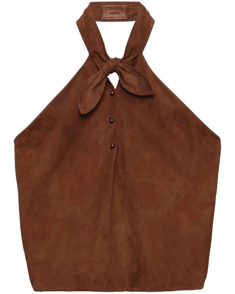 Prada Neckholder-Top aus Wildleder - Braun Braun
