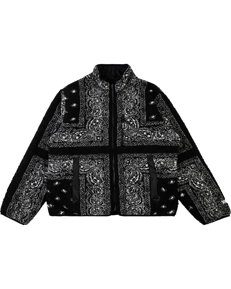 Supreme Being Wendbare Bandana-Fleecejacke - Schwarz Schwarz