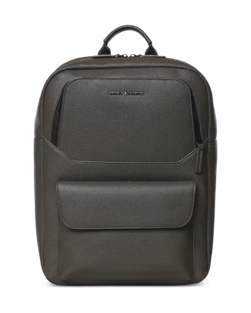 Armani Exchange pebbled-texture logo-plaque backpack - Braun Braun