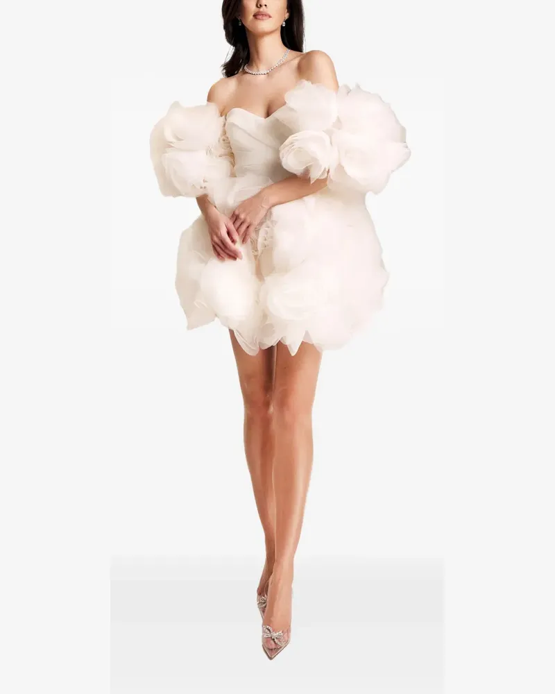 Ana Radu rose-embellished off-shoulder mini dress - Weiß Weiß