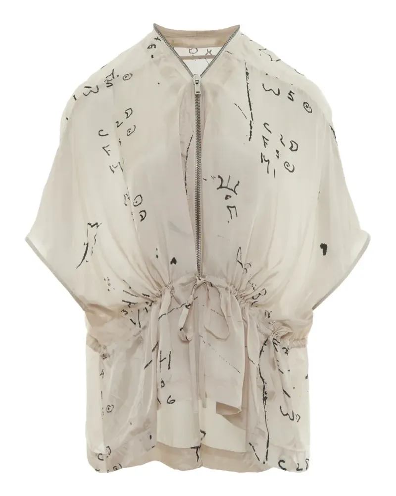 Rick Owens Sail graphic-print drawstring jacket - Nude Nude