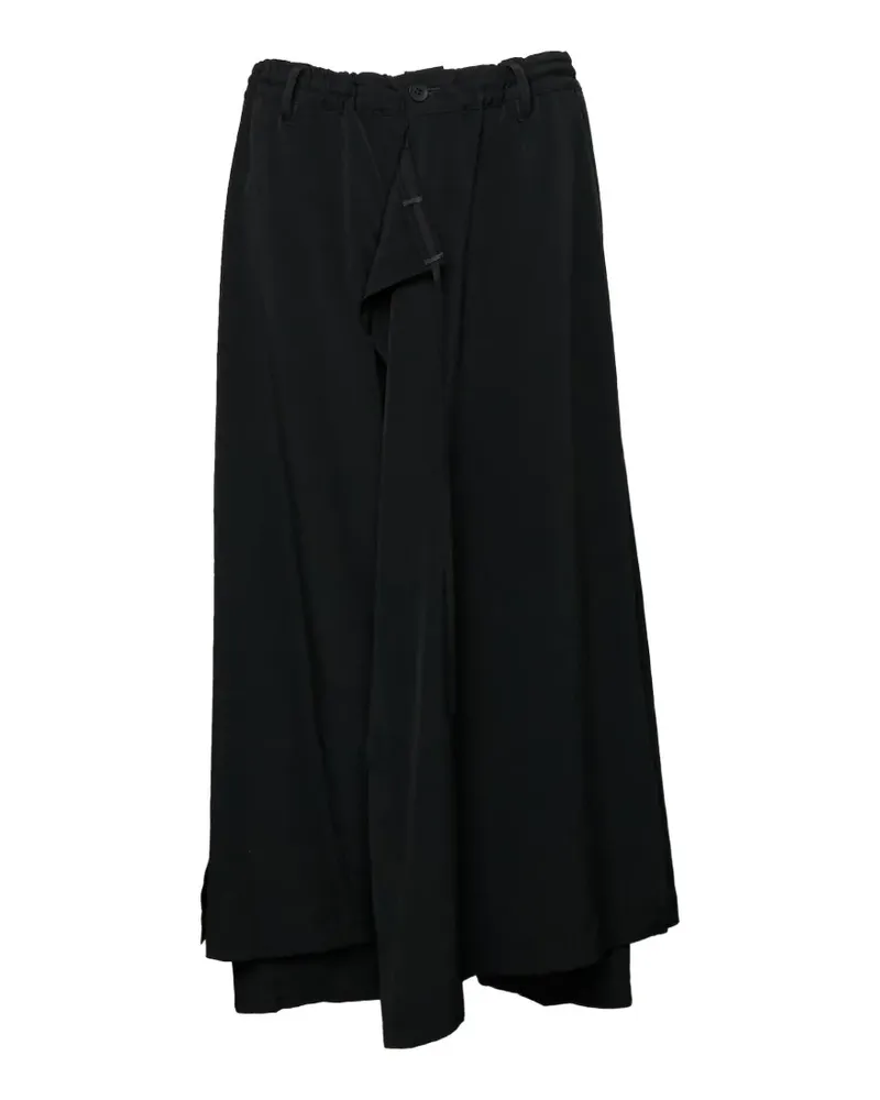 Yohji Yamamoto wrap-detail layered trousers - Schwarz Schwarz