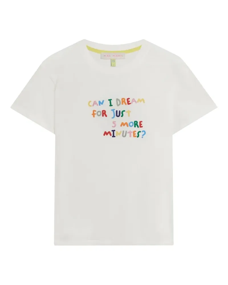 Mira Mikati Can I Dream For Five More Minutes T-Shirt mit Stickerei - Weiß Weiß