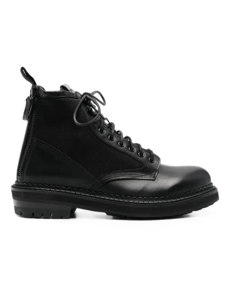 Buttero Schnürstiefel mit Kontrasteinsätzen - Schwarz Schwarz