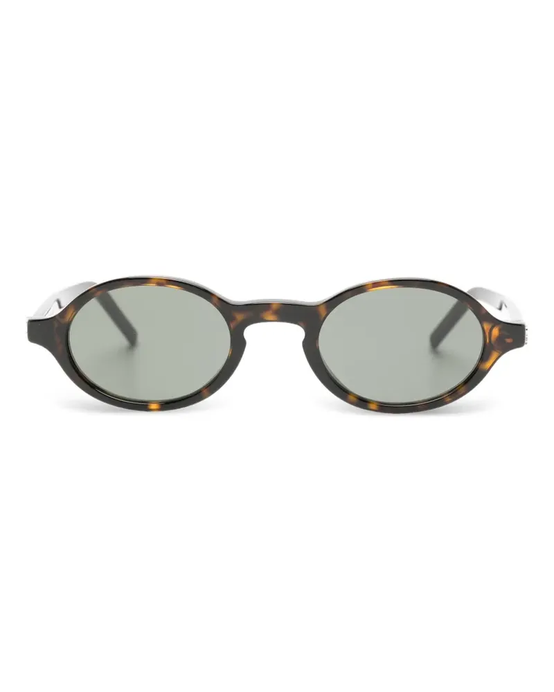 Saint Laurent tortoiseshell-effect oval-frame sunglasses - Braun Braun
