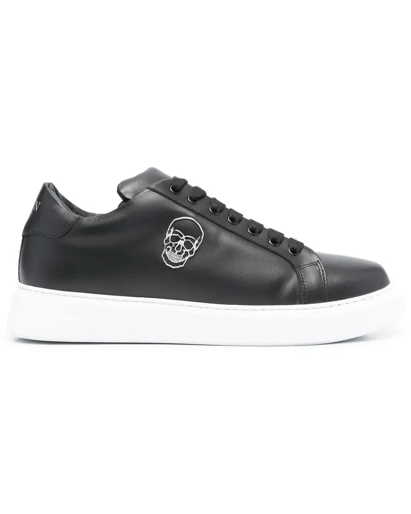 Philipp Plein Sneakers mit Totenkopf-Schild - Schwarz Schwarz