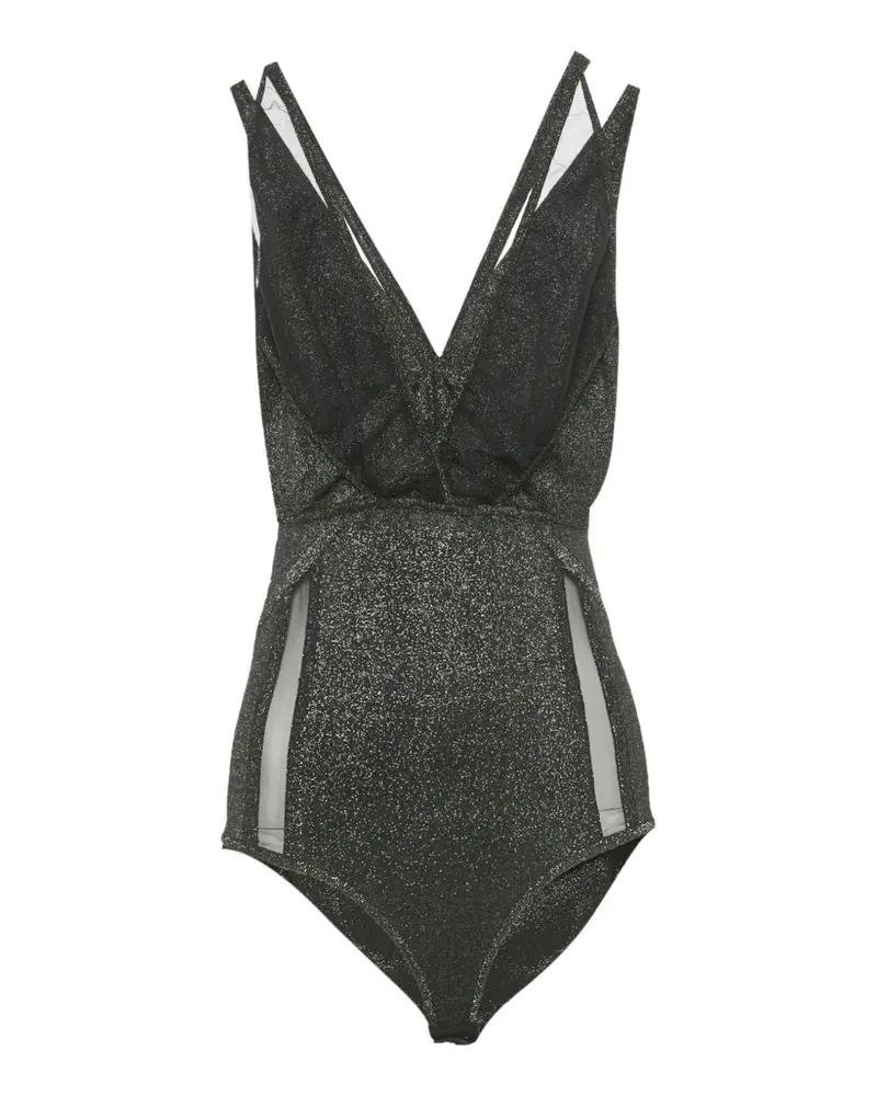 Elie Saab Lurex tulle-trim bodysuit - Schwarz Schwarz