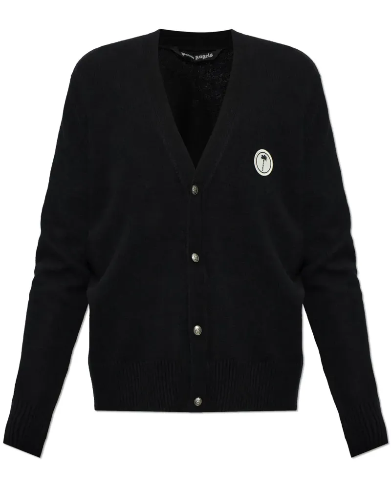 Palm Angels Cardigan mit Logo-Patch - Schwarz Schwarz