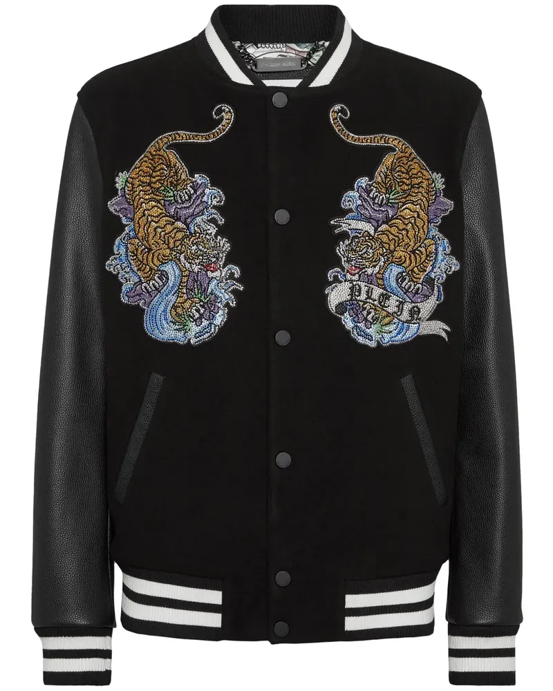 Philipp Plein Bomberjacke mit Tiger-Print - Schwarz Schwarz