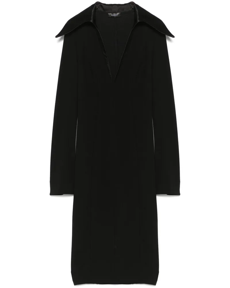 Thierry Mugler Midikleid mit Stehkragen - Schwarz Schwarz