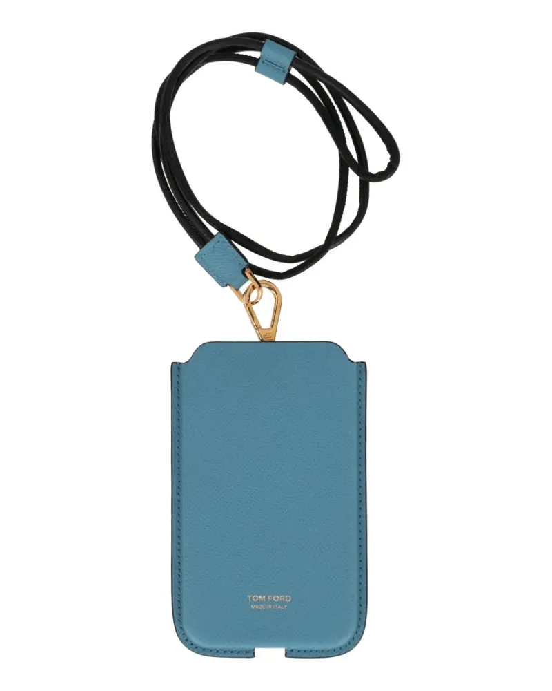 Tom Ford grained-texture detachable-strap phone case - Blau Blau