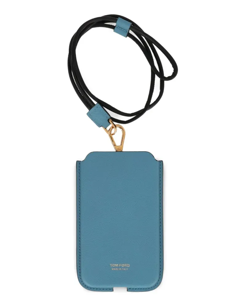 Tom Ford grained-texture detachable-strap phone case - Blau Blau